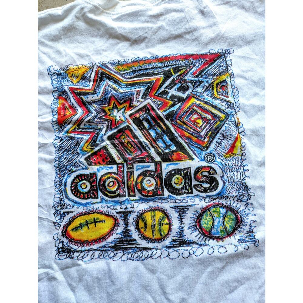 NEW Adidas 90s SKETCH All Day I Dream About SPORTS shirt yth XL white vintage